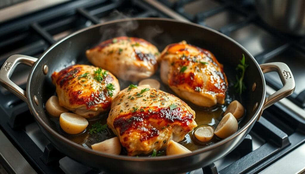 Searing chicken