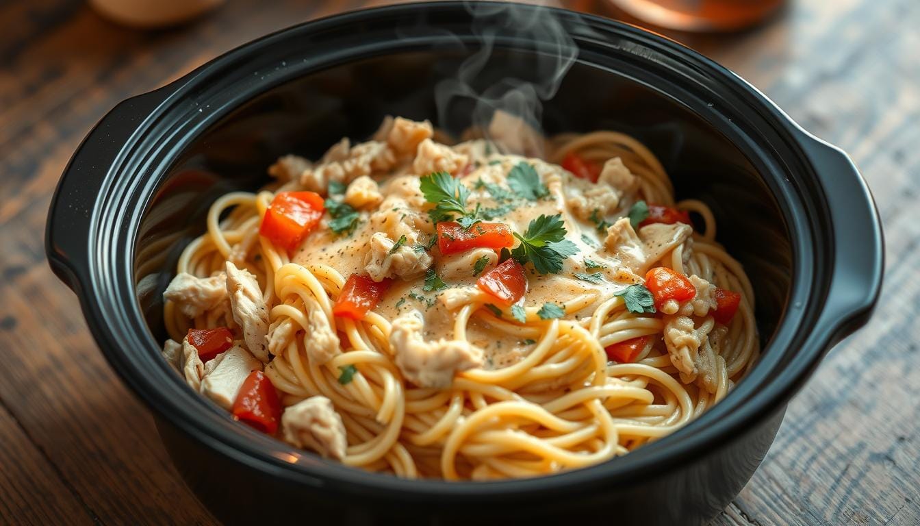 crockpot chicken spaghetti