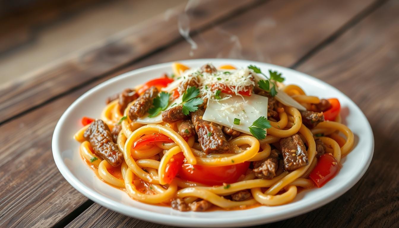 philly cheesesteak pasta